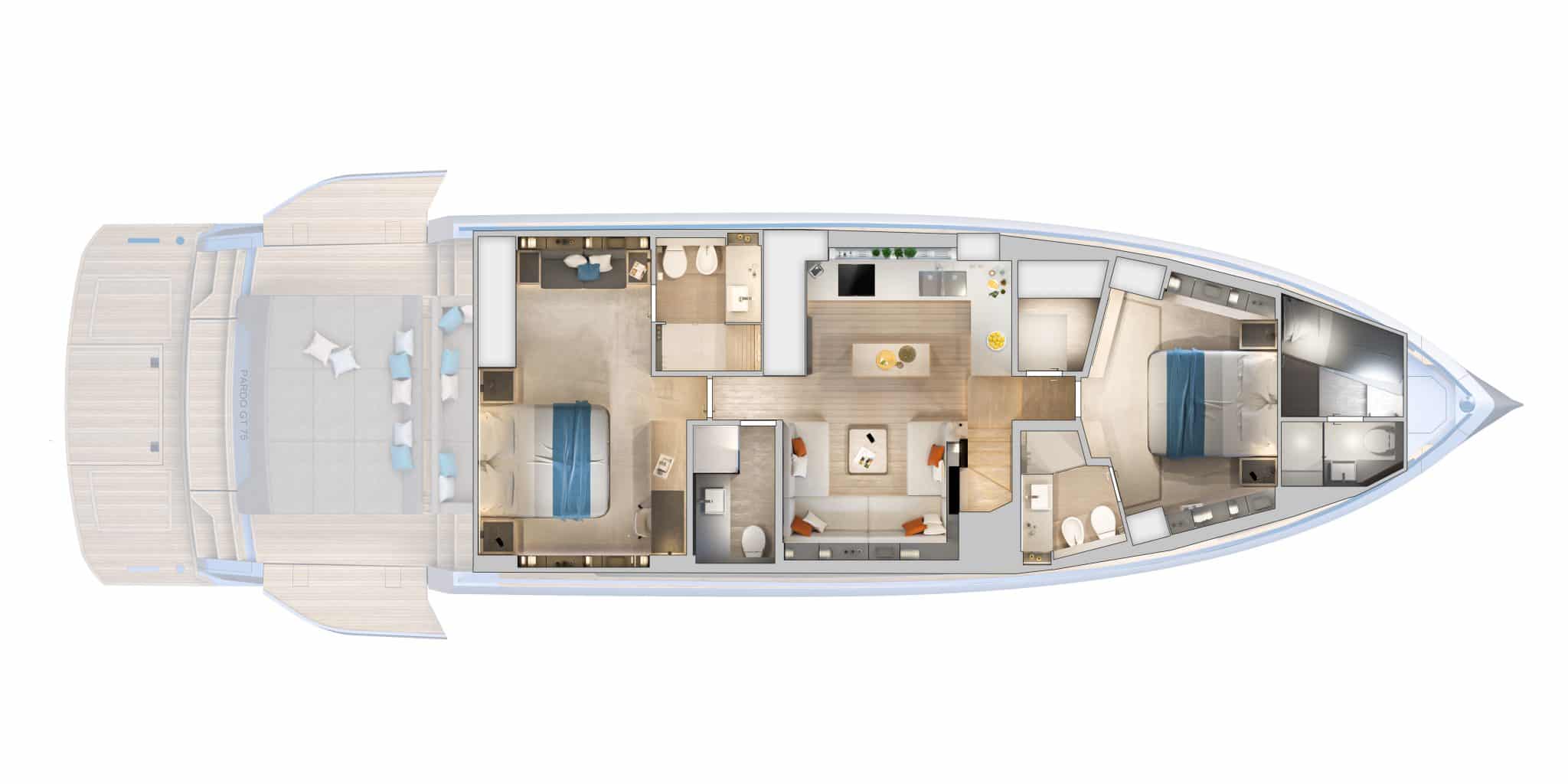 cantiere del pardo 75 lower deck layout