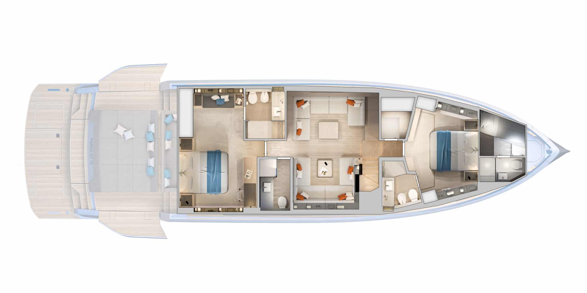 cantiere del pardo 75 lower deck layout 2