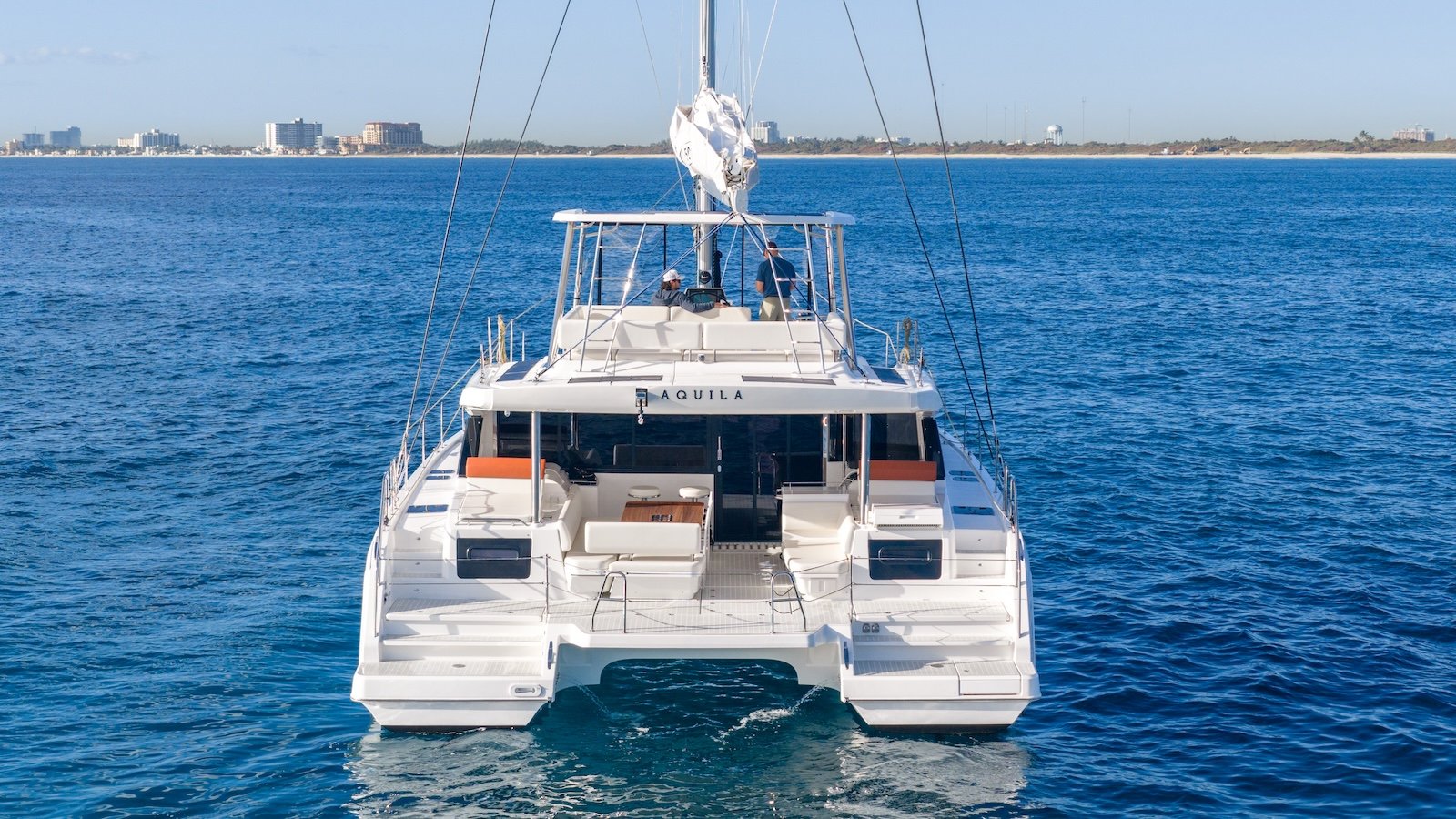 aquila 50 sail stern view